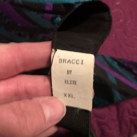 Tux beautiful teal , purple & black vest XXL adjustable at neck and back - Picture 3 of 3